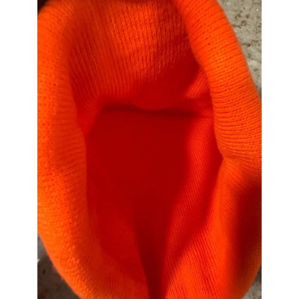 Wrangler Workwear Mens Blaze Orange Knit Cuffed Beanie Hat High Visibility Cap